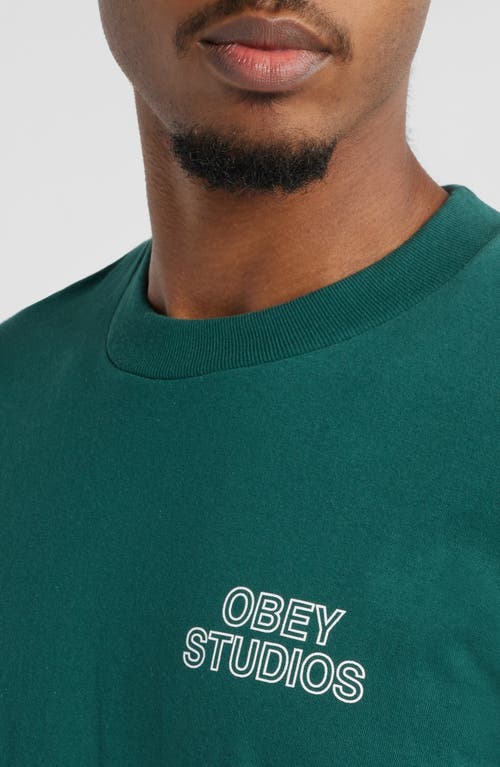Obey Palette Logo Graphic T-shirt In Rain Forest