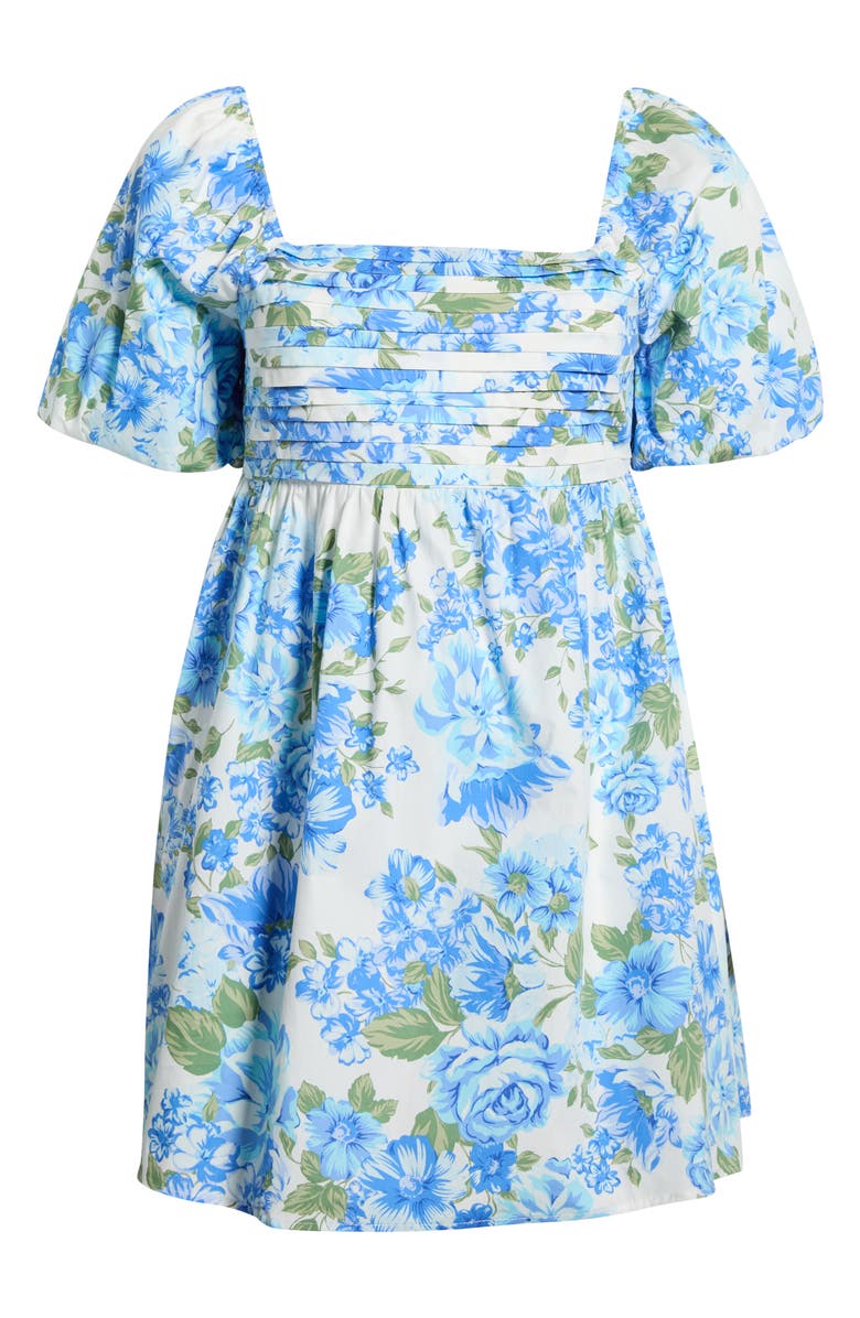 SUGARLIPS Truth Be Told Floral Print Minidress, Alternate, color, Blue-Cream