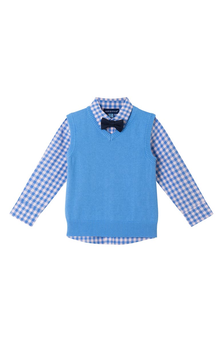 Andy & Evan Kids' Vest, Button-Up Shirt, Pants & Bow Tie Set, Alternate, color, Mid Blue