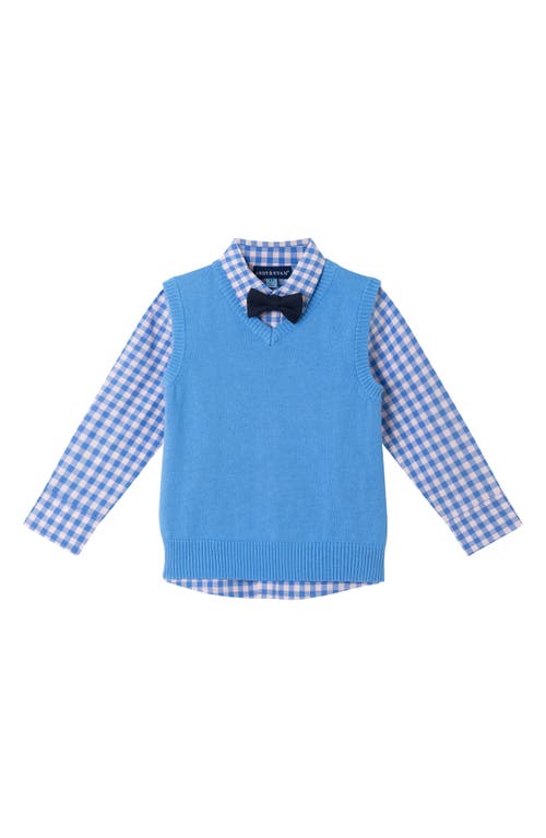 Andy & Evan Kids' Vest, Button-up Shirt, Pants & Bow Tie Set In Mid Blue