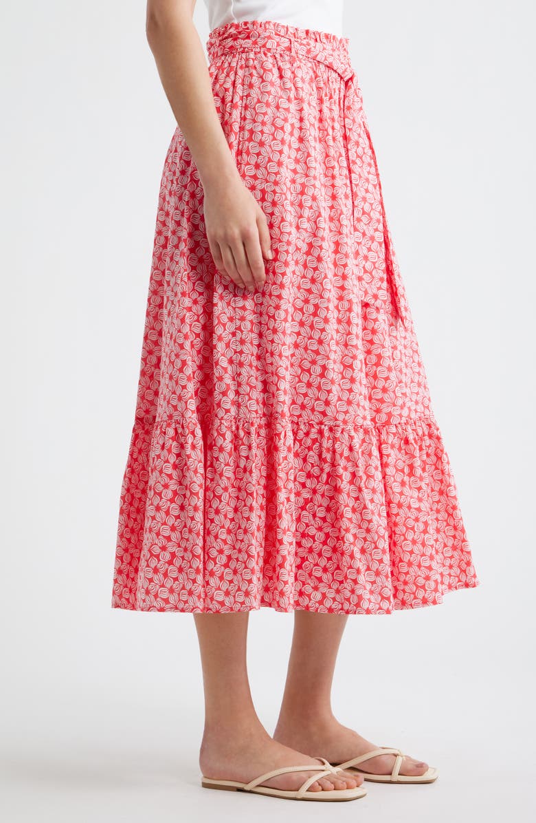 Caslon<sup>®</sup> Tie Waist Tiered Midi Skirt, Alternate, color, Red Geranium- White Sea Geo