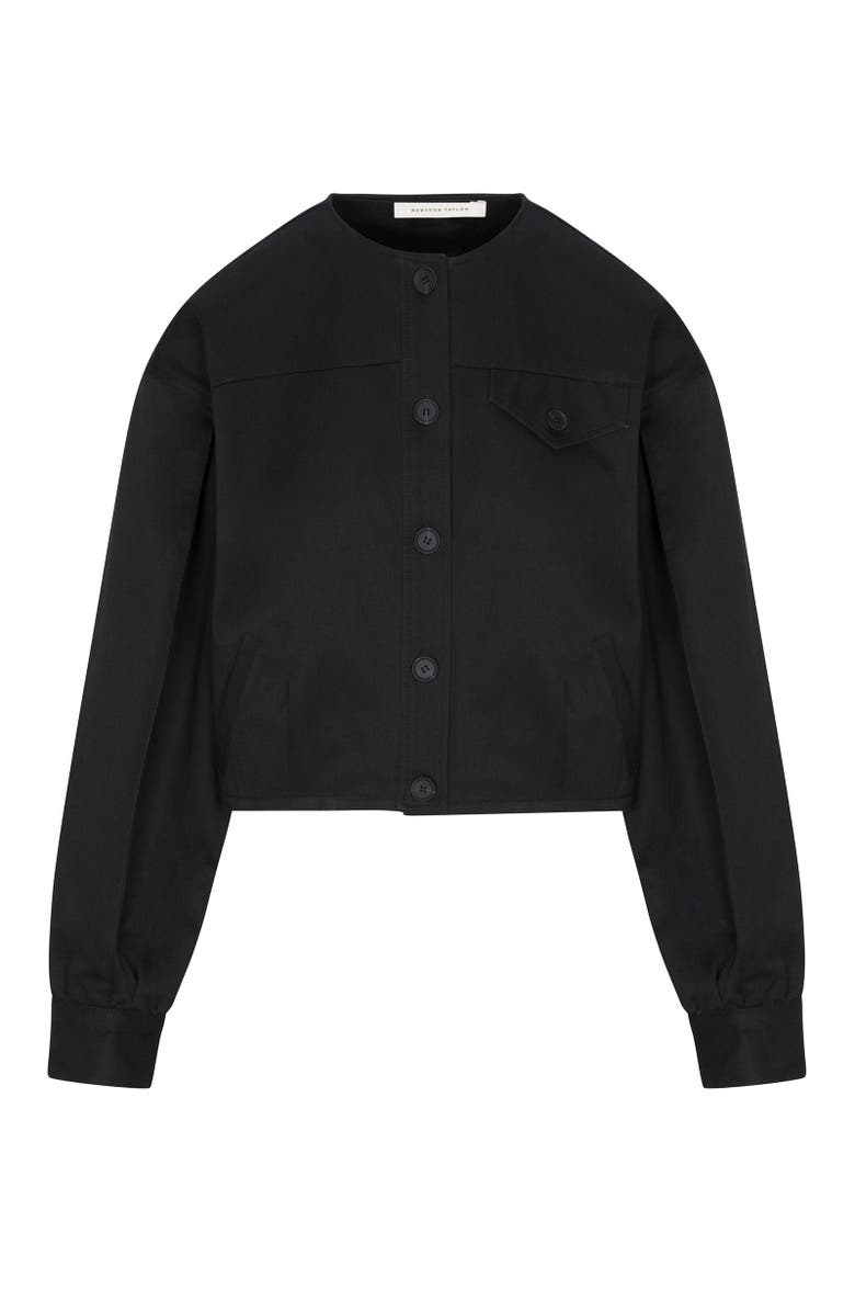 Rebecca Taylor Aria Twill Jacket, Alternate, color, Black