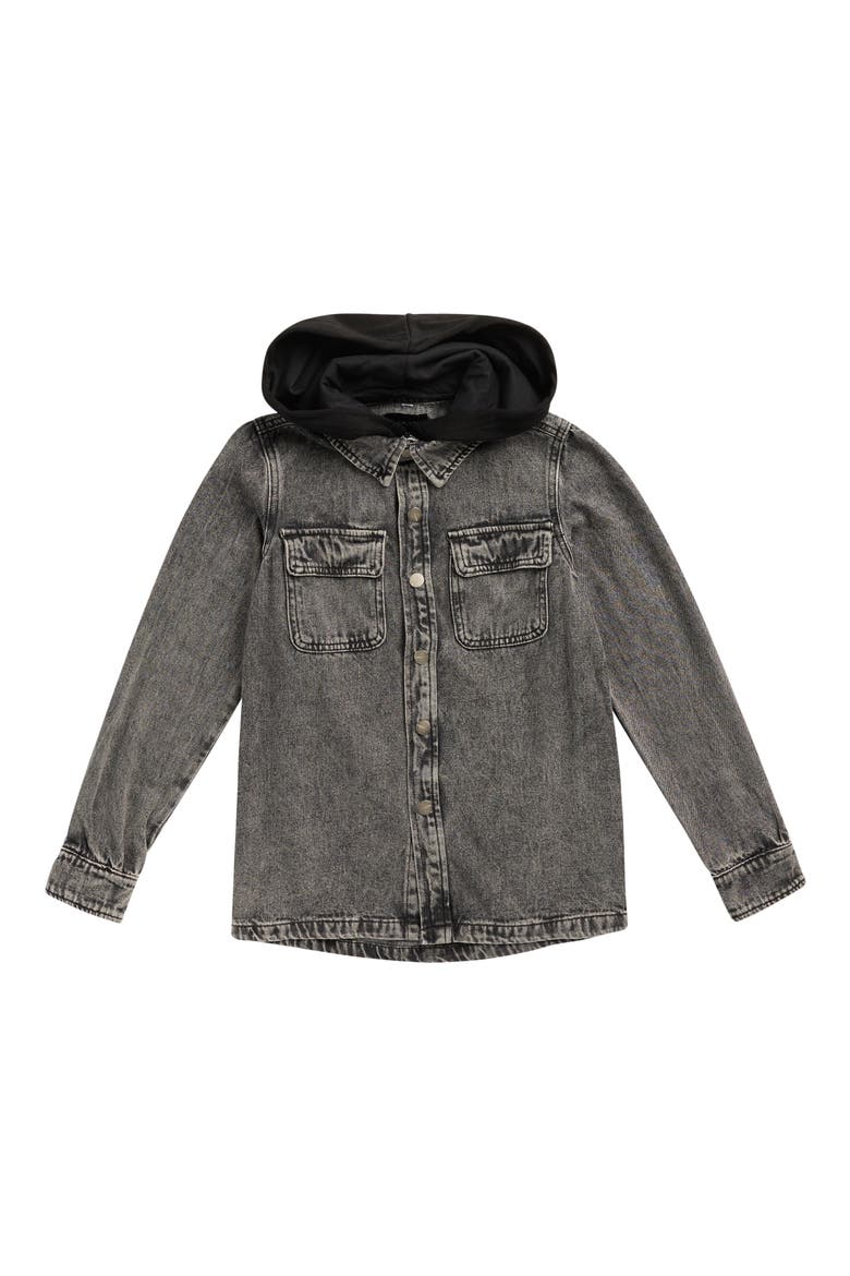 Kids' Hooded Denim Jacket, Main, color, GREY
