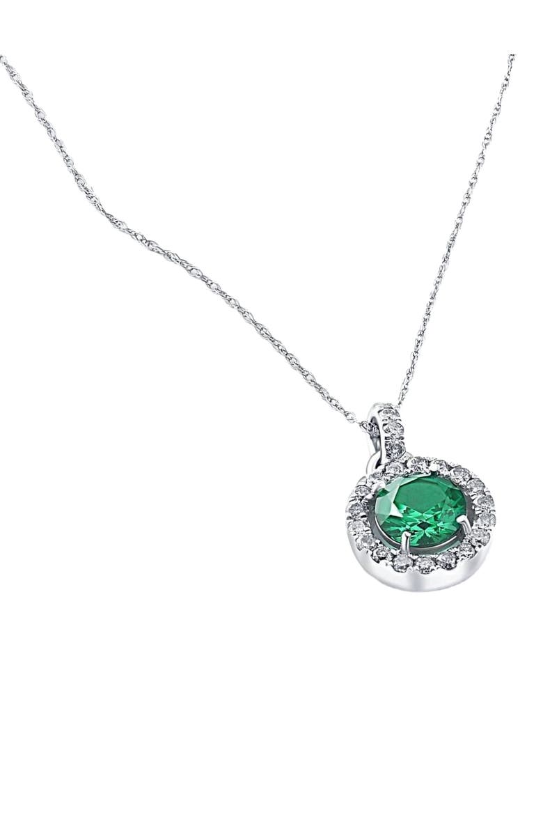 Bliss Diamond 1 1/2Ct Emerald Diamond Halo Pendant Women's 10k Gold Necklace 18" Length, Alternate, color, 