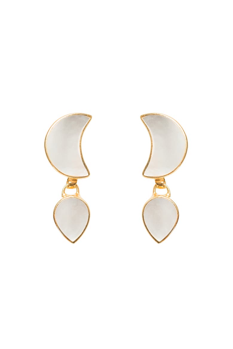 Petite Moon Earrings, Gold, Main, color, Gold