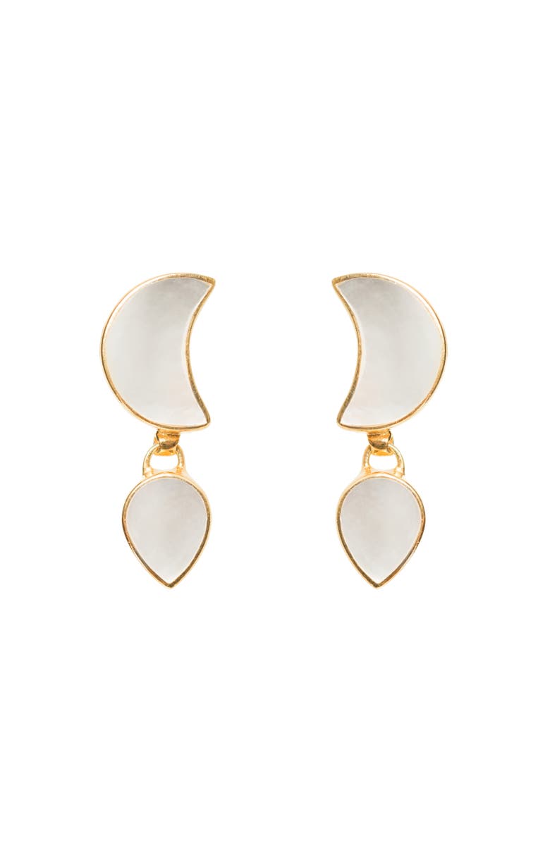 Freya Rose Petite Moon Earrings, Gold, Main, color, Gold