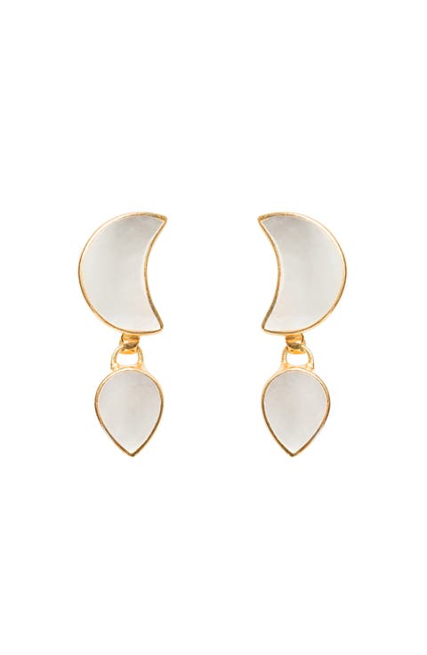 Petite Moon Earrings, Gold