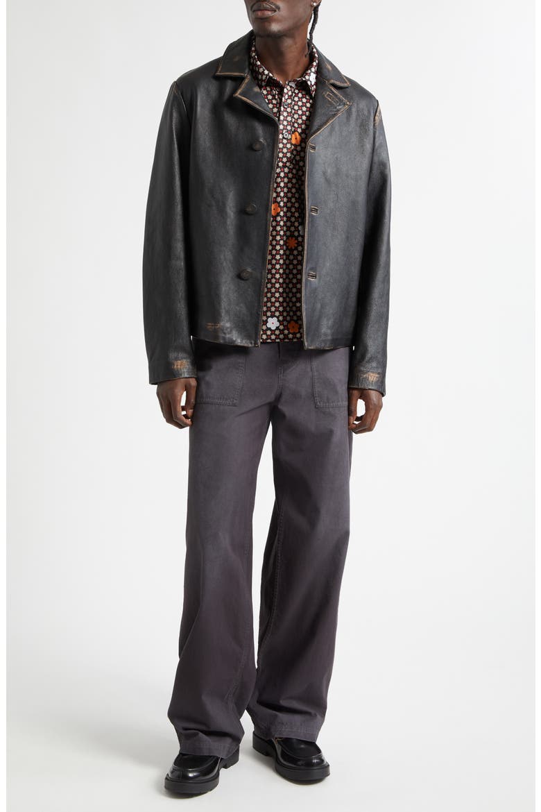 Sheepskin Leather Jacket, Alternate, color, BLACK
