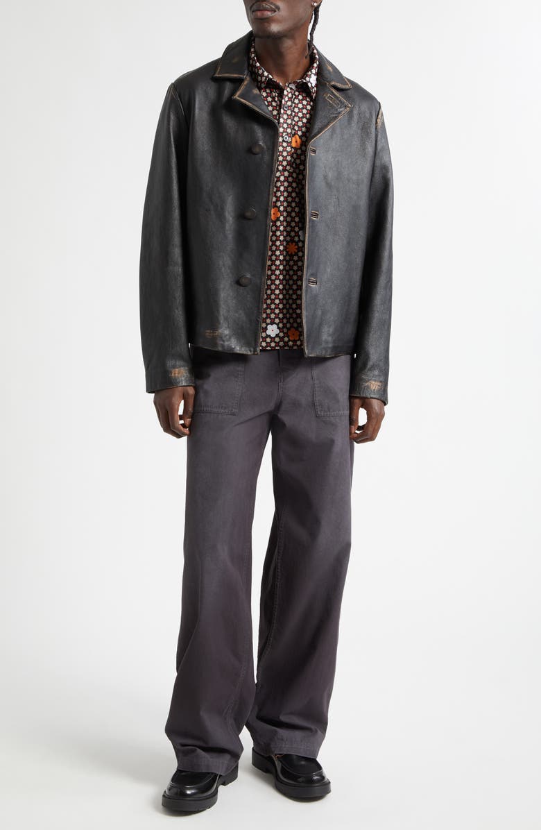 MM6 Maison Margiela Sheepskin Leather Jacket, Alternate, color, Black