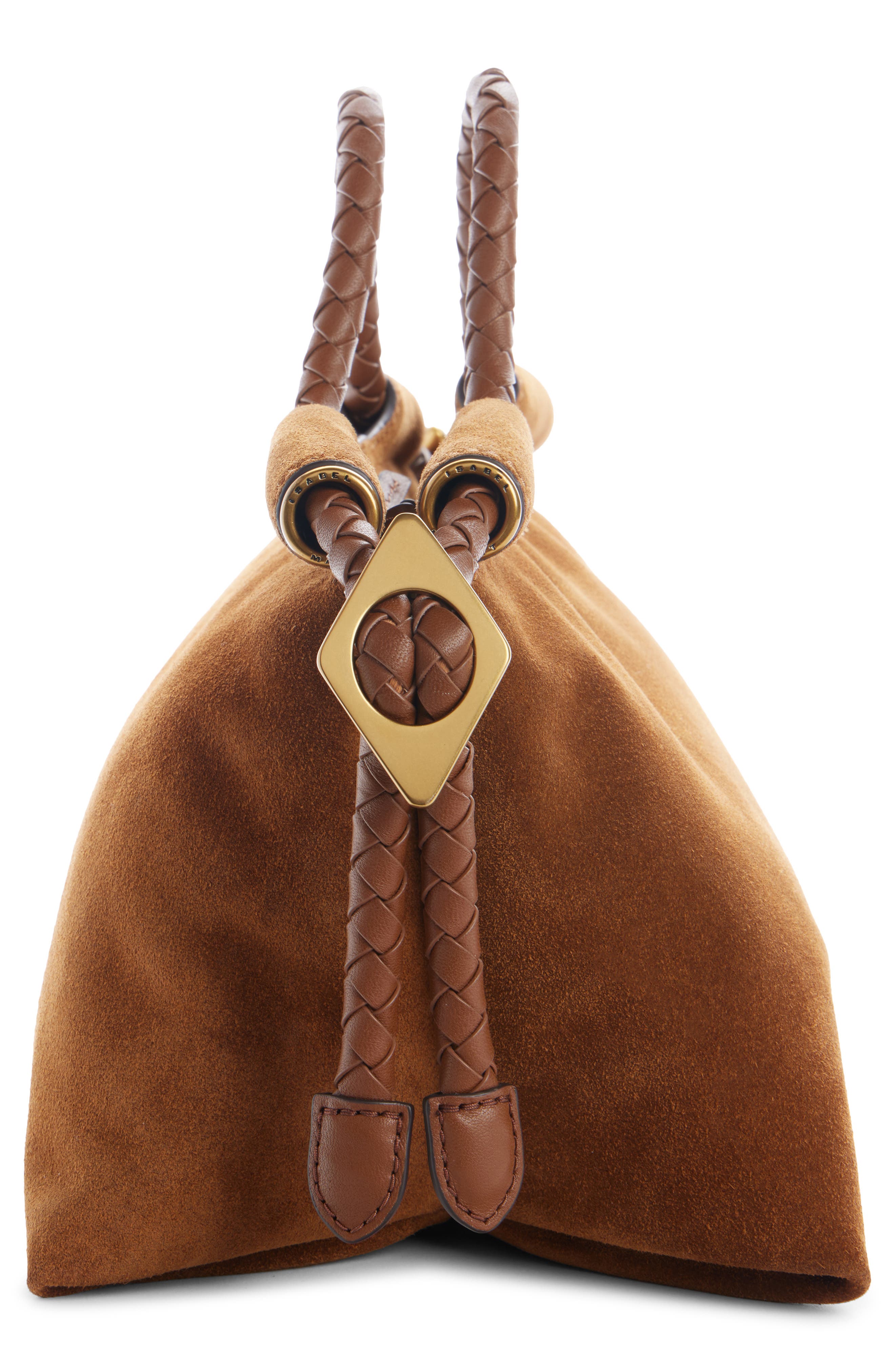 Pipa Suede Handbag, Alternate, color, COGNAC 50CO