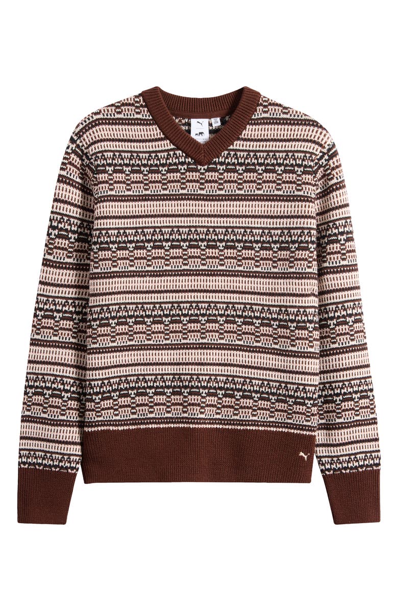 PUMA x The Brooklyn Circus Stripe Wool Blend V-Neck Sweater, Alternate, color,