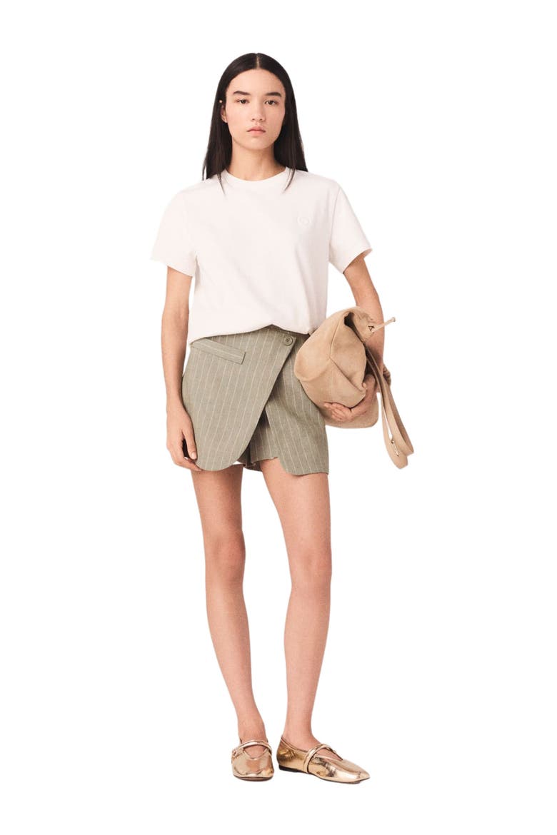 Layered linen blend shorts, Main, color, Khaki