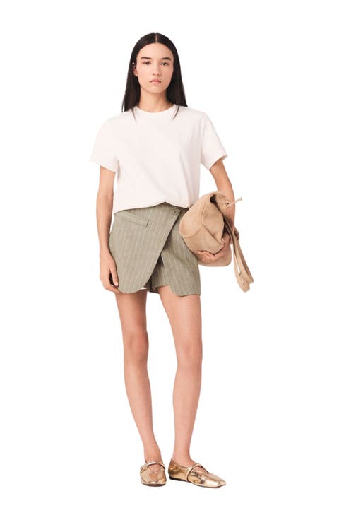Layered linen blend shorts