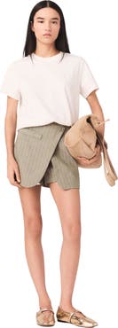 maje Layered linen blend shorts