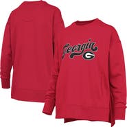 PRESSBOX Women's Pressbox Red Georgia Bulldogs Bonanza Chenille Harper Script Sweatshirt