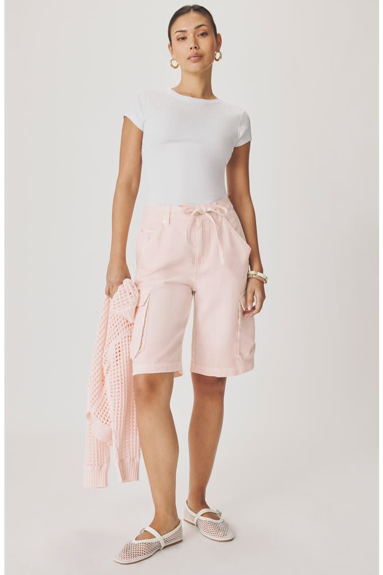 Denim Cargo Shorts, Alternate, color, ROSE PETAL PINK
