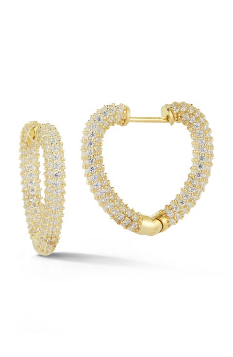 Pavè Heart Hoop Earrings