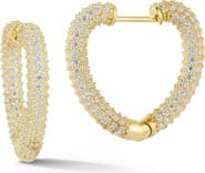 GLAZE JEWELRY Pavè Heart Hoop Earrings