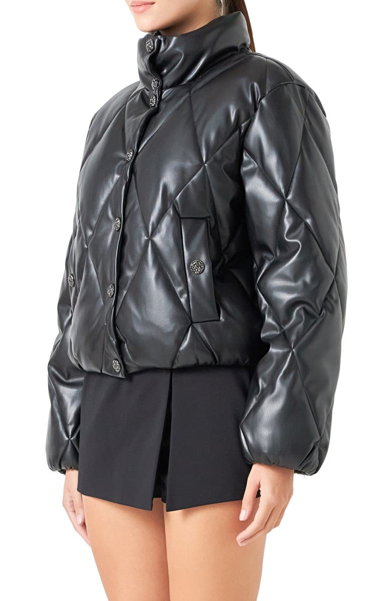 Endless Rose Quilted Faux Leather Bomber Jacket, Alternate, color,