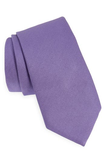 Hugo Boss Boss Solid Black Silk Tie In Purple