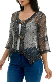 Nina Leonard Open Knit Bolero Cardigan | Nordstromrack