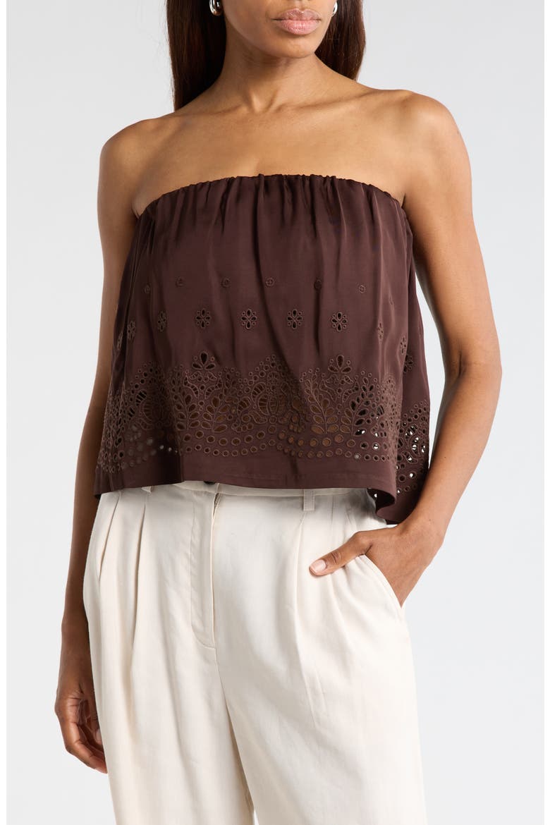 Dalia Eyelet Strapless Top, Main, color, GANACHE
