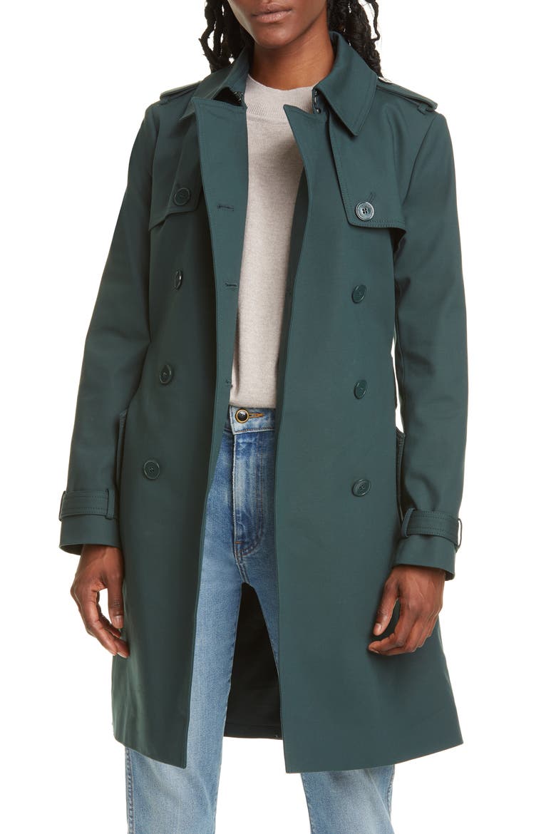 Viveca Trench Coat, Main, color, DARK ROSEMARY/VERT