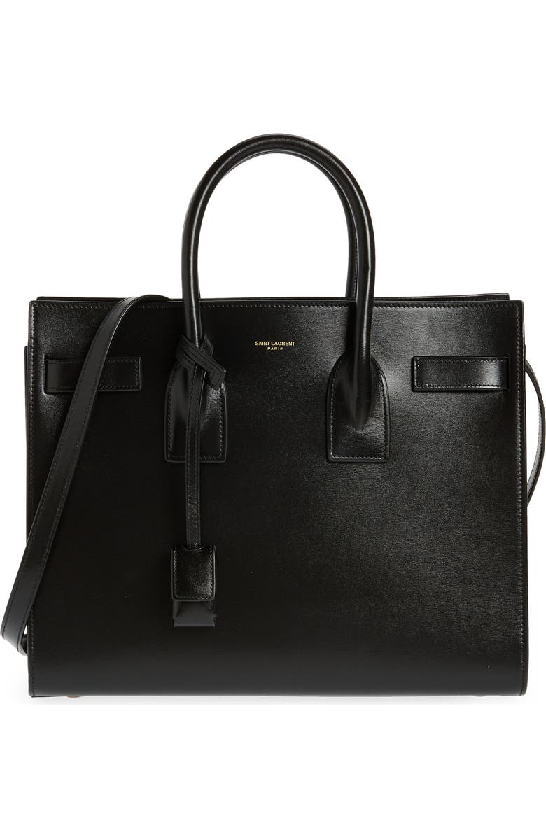 Saint Laurent Small Sac de Jour Leather Tote with Pouch, Main, color,