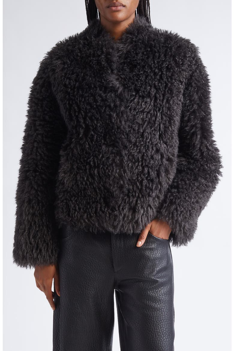 Faux Shearling Jacket, Main, color, SMOKE GREY
