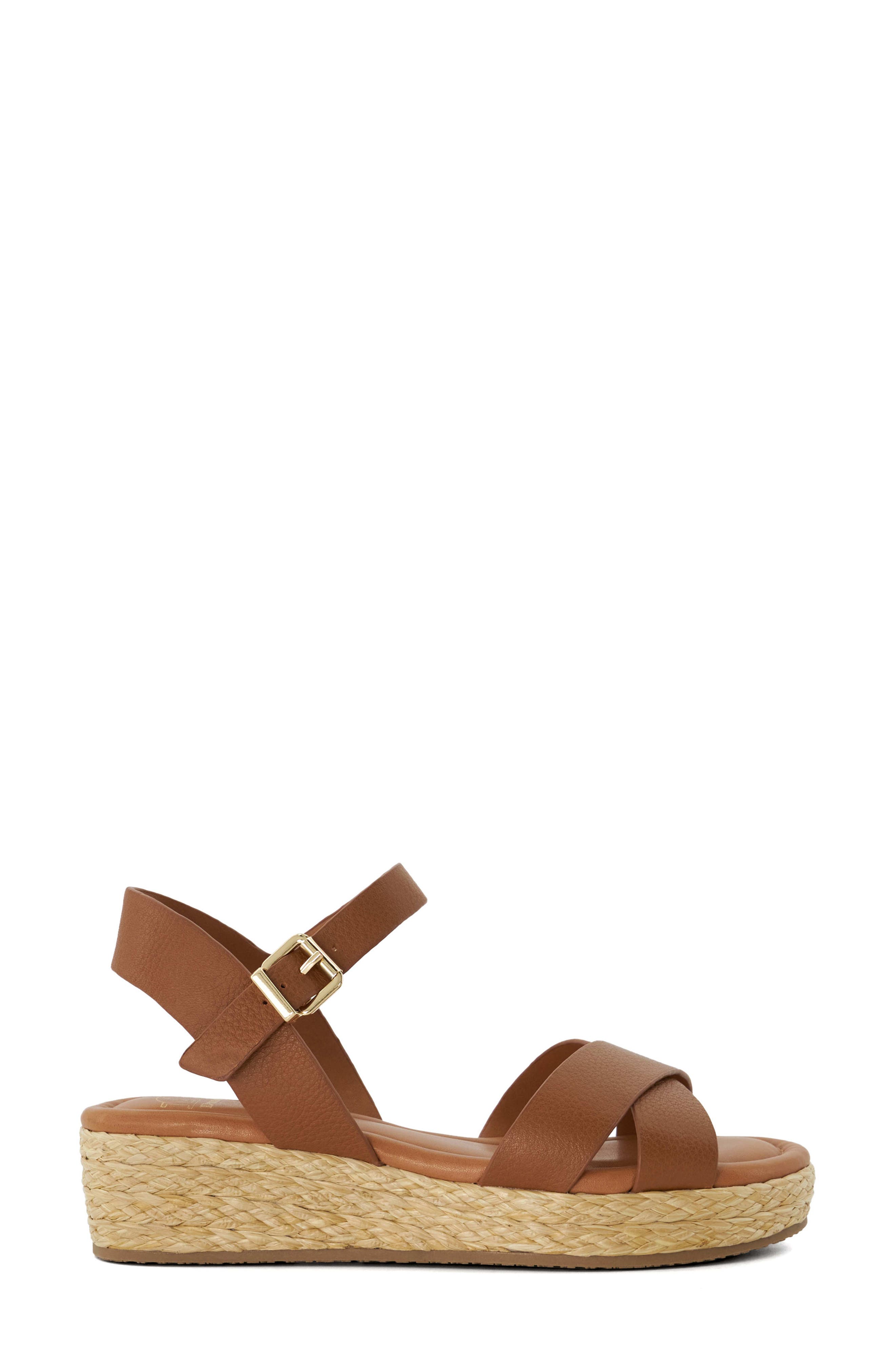 Dune London Linnie Platform Wedge Sandal, Alternate, color, Dark Tan