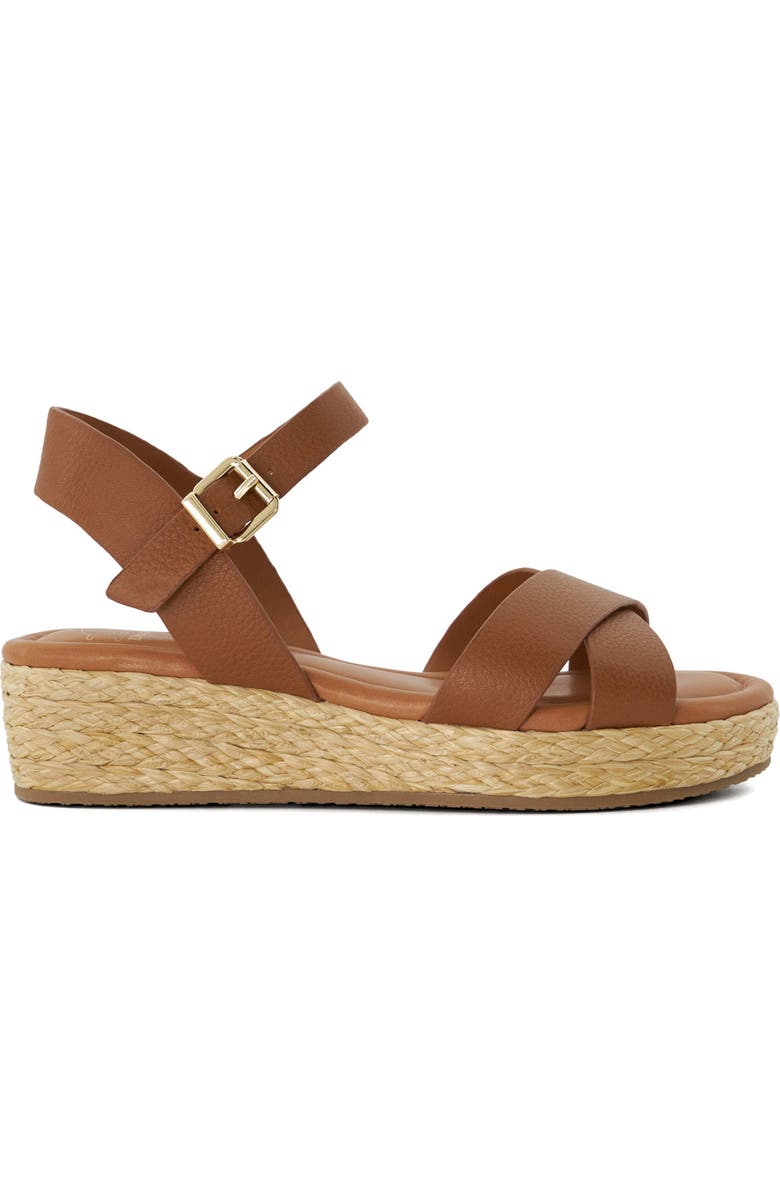 Dune London Linnie Platform Wedge Sandal, Alternate, color, Dark Tan