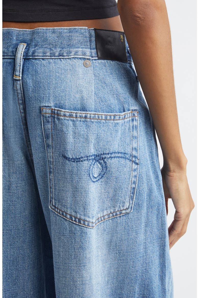 Pleated Waistband Wide Leg Jeans, Alternate, color, CONCRETE BLUE