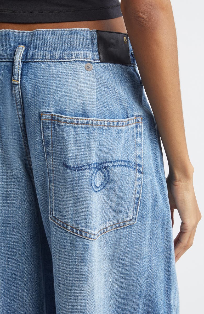 R13 Pleated Waistband Wide Leg Jeans, Alternate, color, Concrete Blue