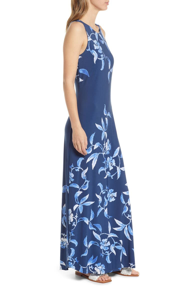 Underwater Garden Print Sleeveless Maxi, Alternate, color, ISLAND NAVY