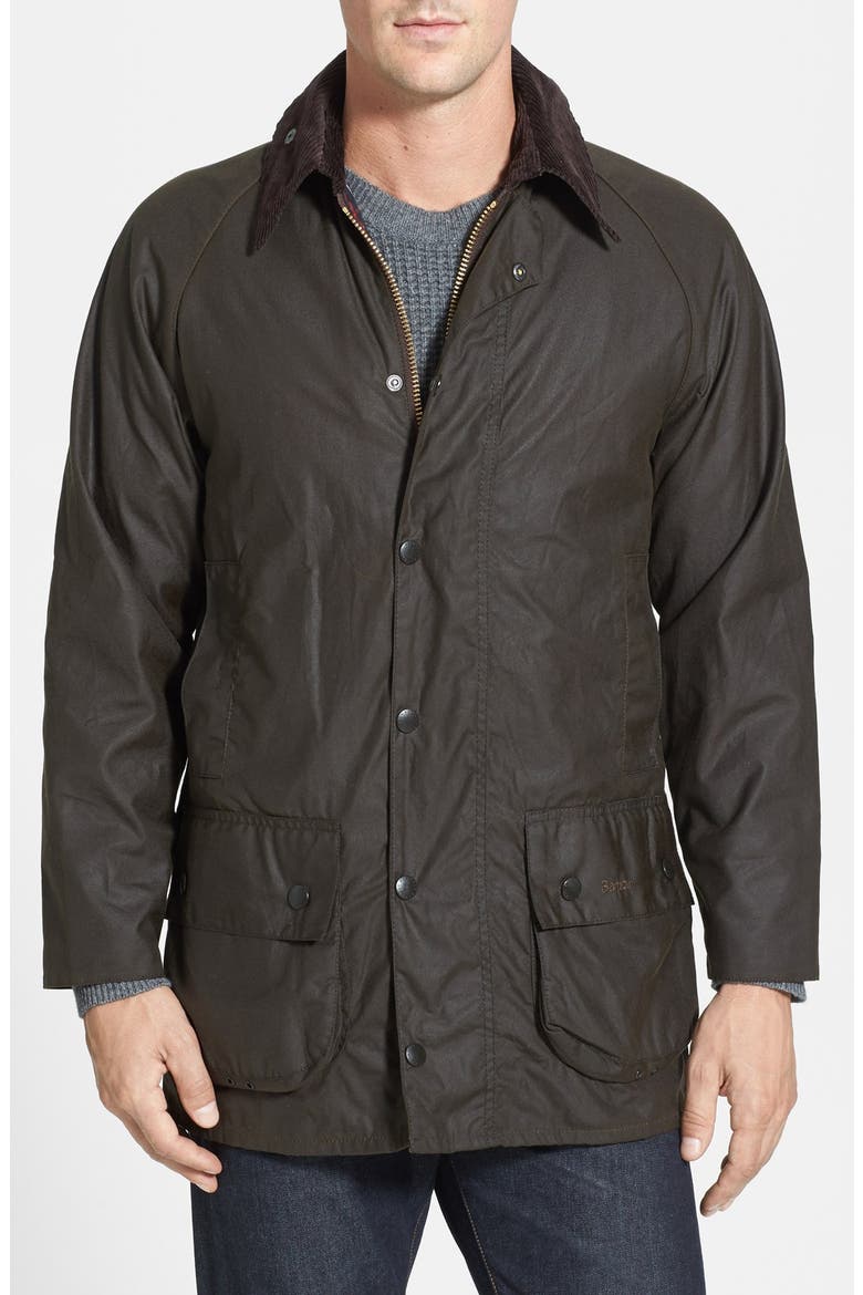 'Classic Beaufort' Relaxed Fit Waxed Cotton Jacket, Main, color, OLIVE