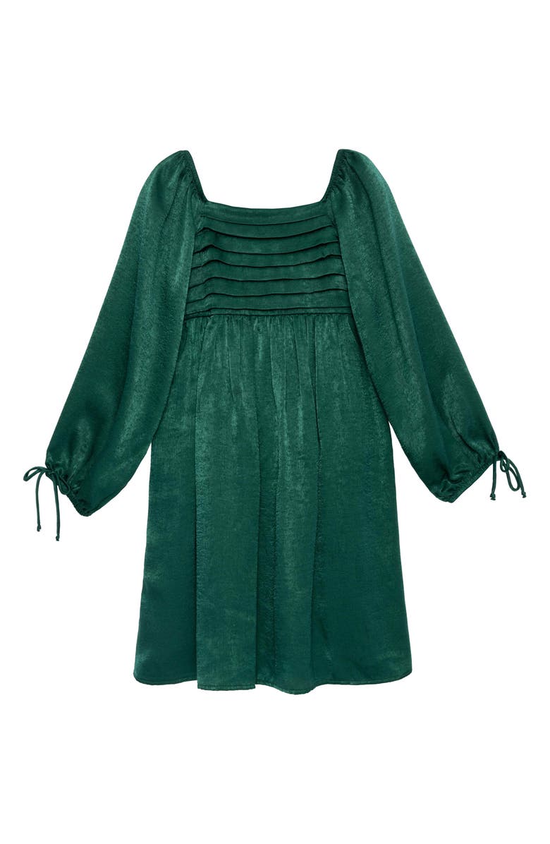 Speechless Pleated Long Sleeve Satin Dress, Main, color, Hunter