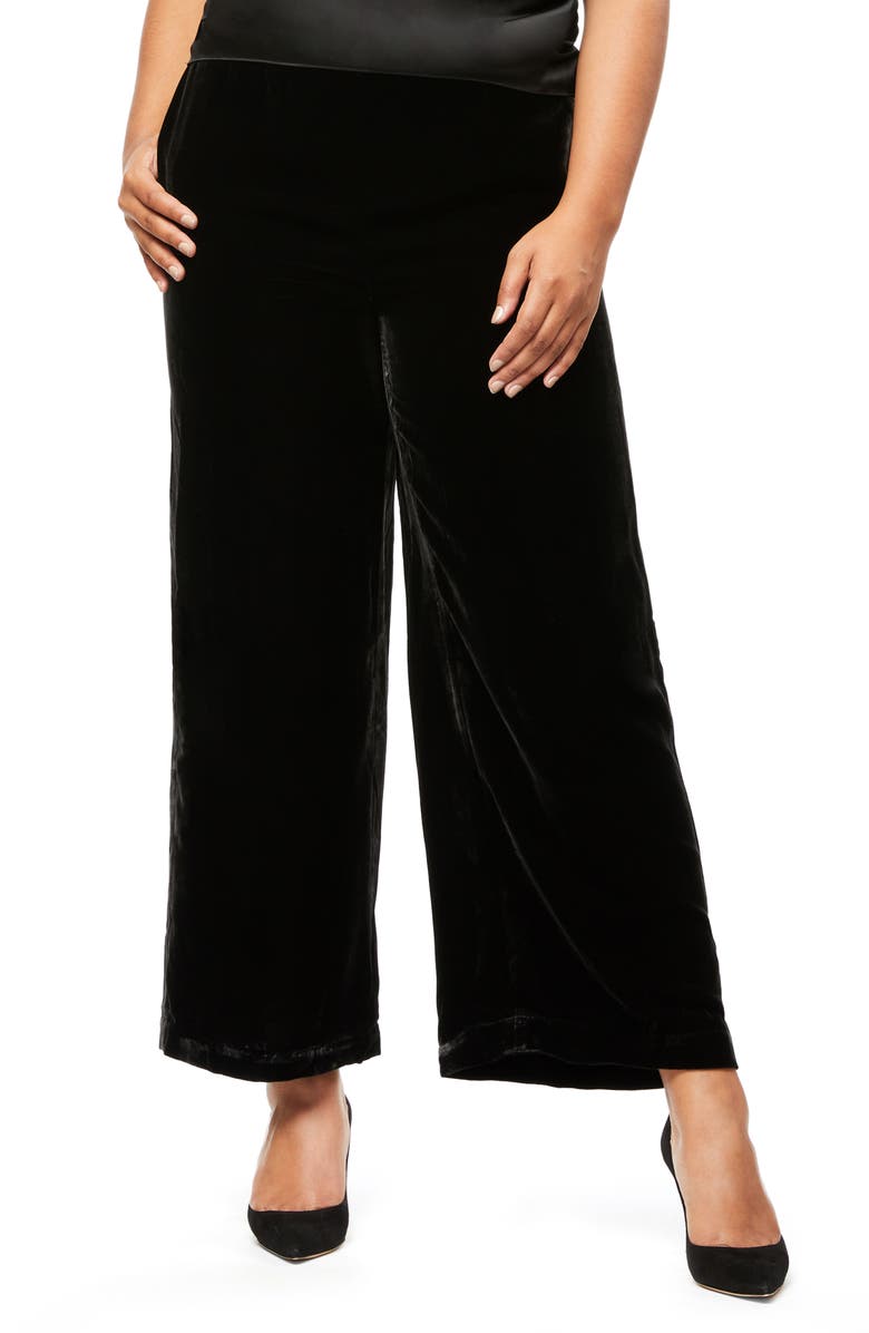 Good American The Luxe Crop Velvet Pants, Alternate, color, 