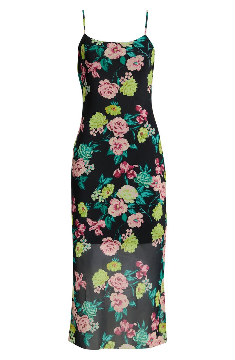 Steve Madden Giselly Floral Print Georgette Slipdress, Main, color, Black Ditsy Floral