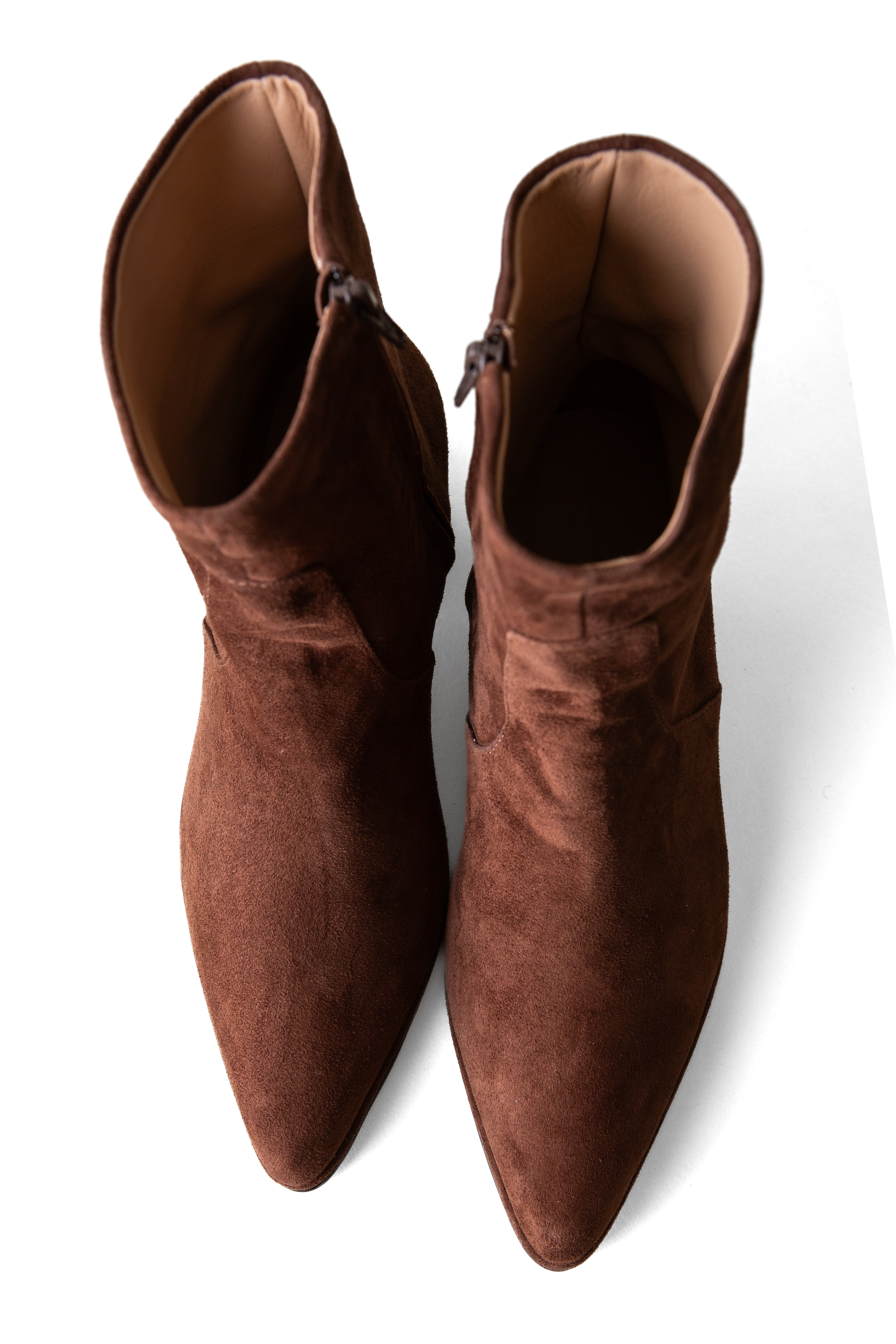 Huma Blanco Mae Western Boot, Alternate, color, Chocolate Suede