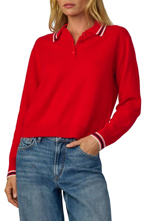 Tipped Cashmere Polo Sweater