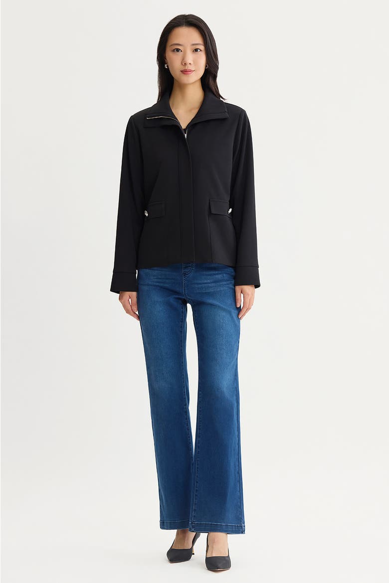 Stretch Deco Crepe Sport Jacket, Alternate, color, Black