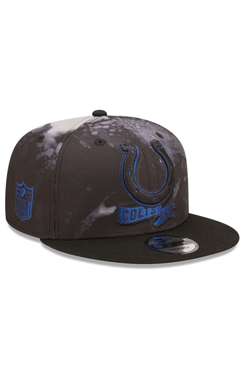 New Era Men's New Era Black Indianapolis Colts Ink Dye 2022 Sideline 9FIFTY Snapback Hat, Main, color, 