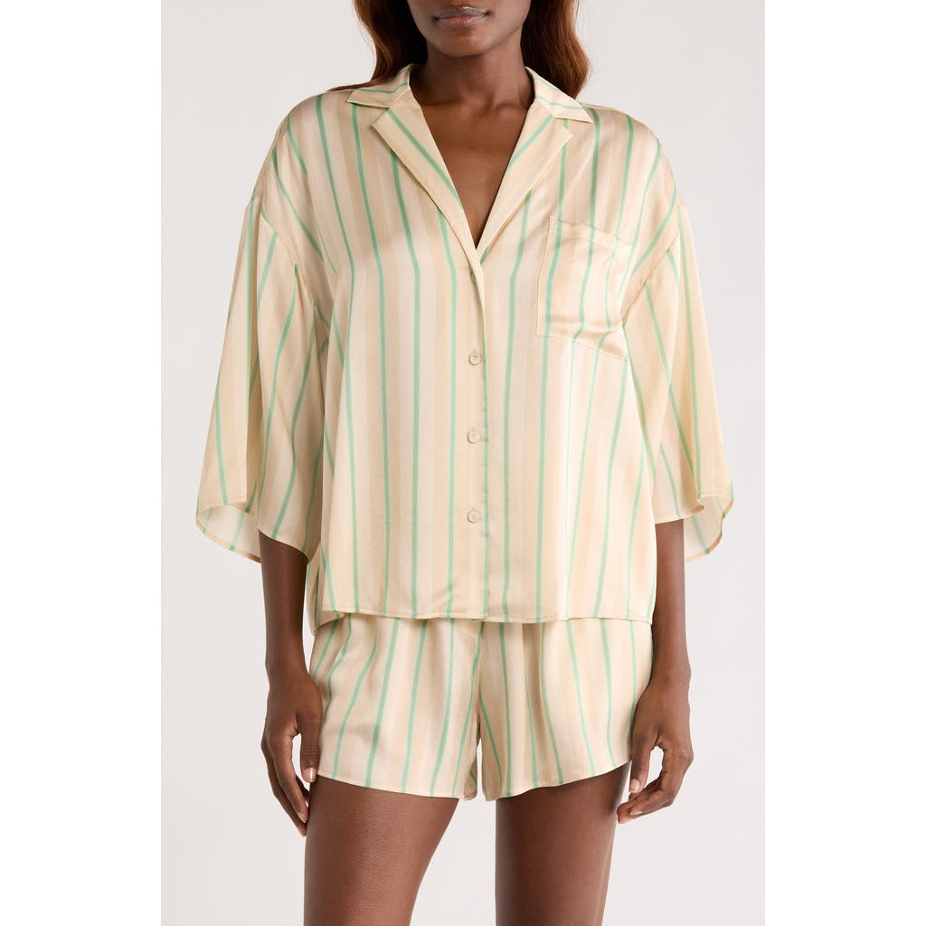 Lunya Washable Silk Button-up Short Pajamas In Multi