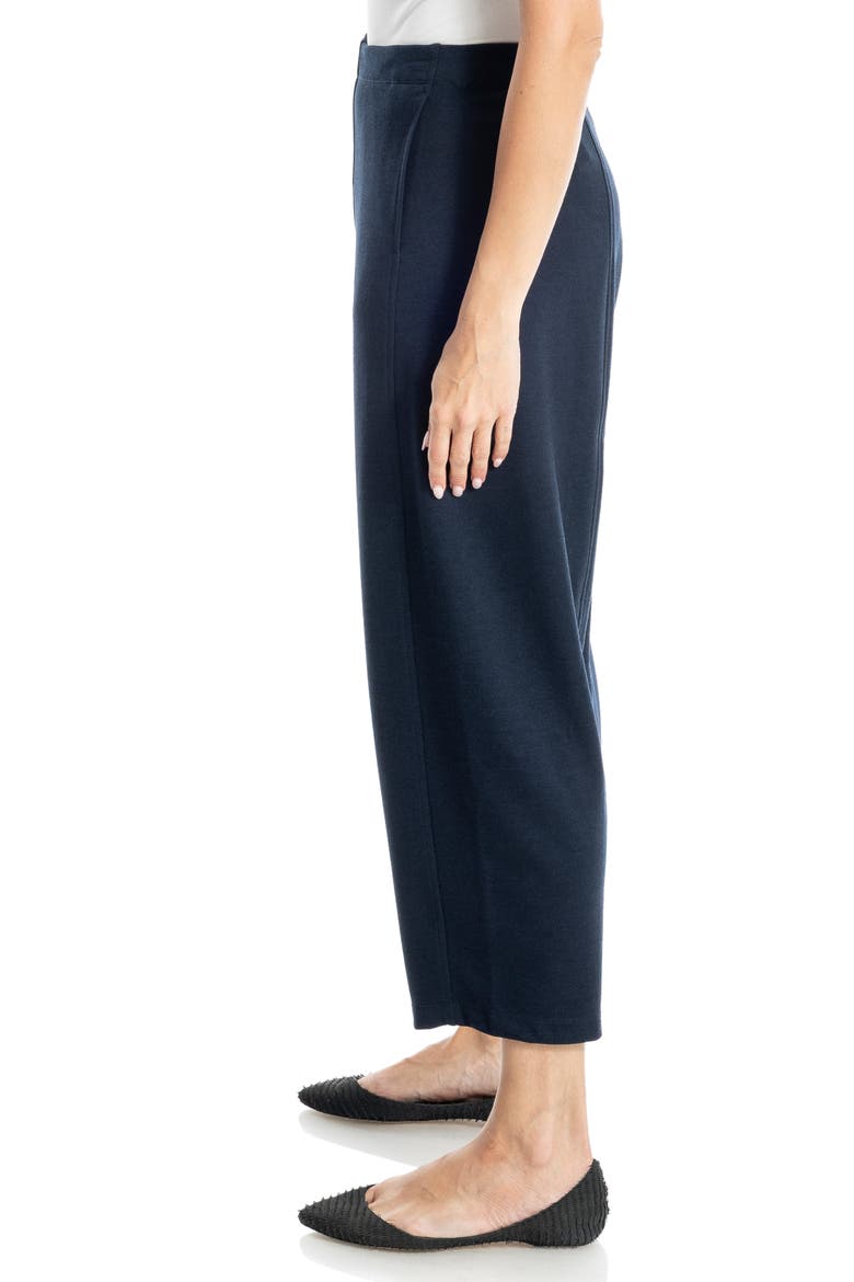Twill Knit Barrel Leg Pants, Alternate, color, DARK NAVY