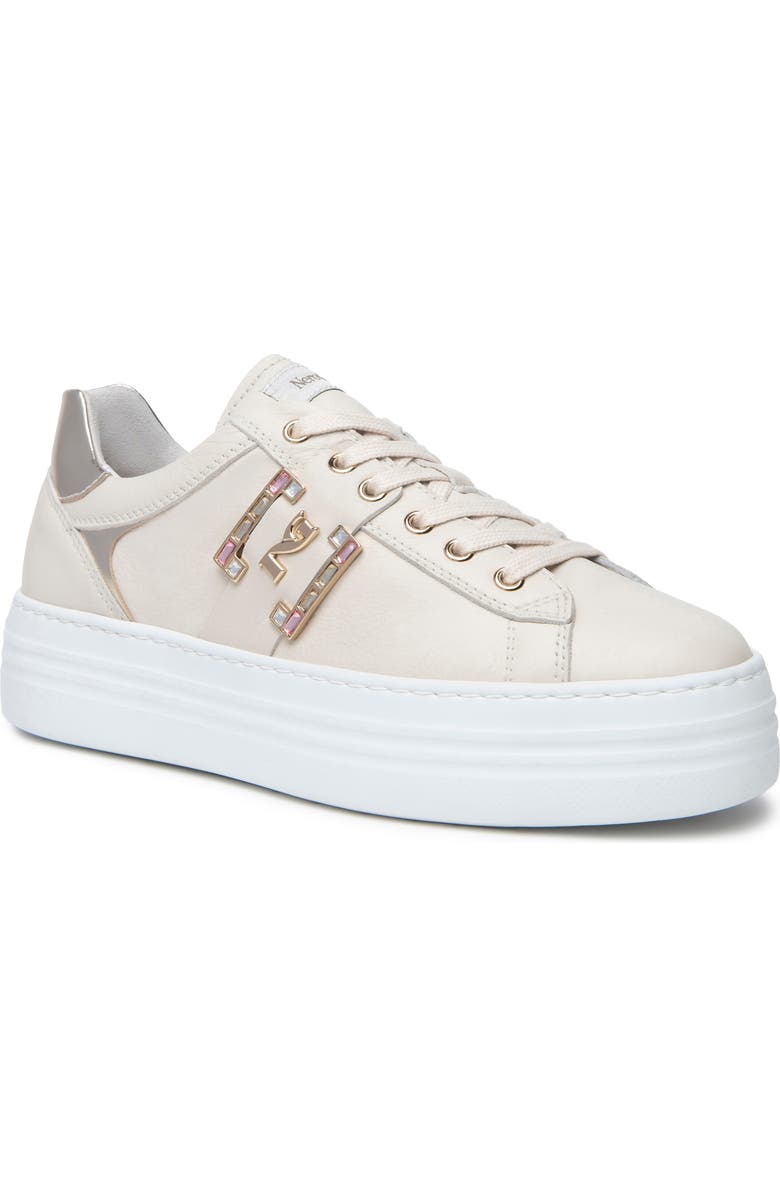 NeroGiardini Jewel Logo Platform Sneaker, Main, color, Beige/Khaki
