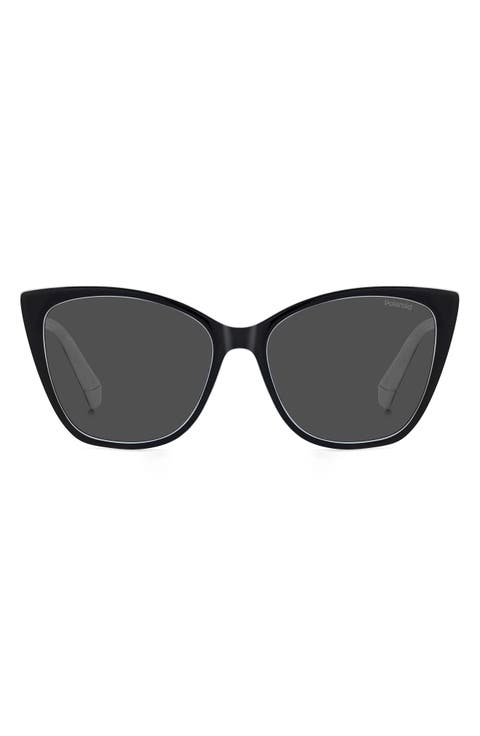 56mm Polarized Cat Eye Sunglasses