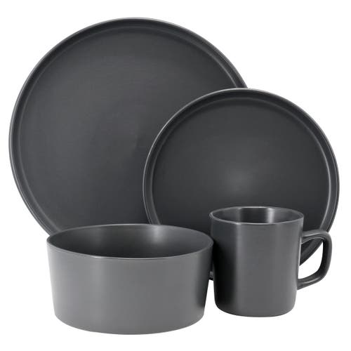 Elama Luxmatte Dark Grey 16 Piece Dinnerware Set In Gray