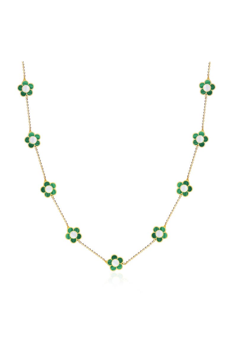 The Lovery Fine Jewelry Malachite Daisy Necklace, Main, color, Malachite