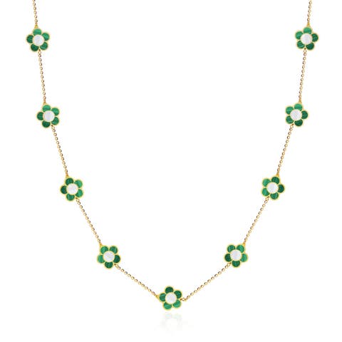 Malachite Daisy Necklace