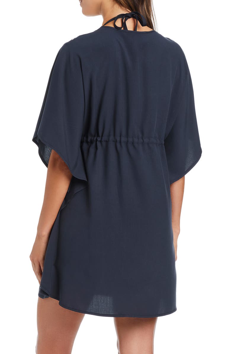 BLEU by Rod Beattie Eyelet Open Front Cover-Up Caftan, Alternate, color, Black/ White